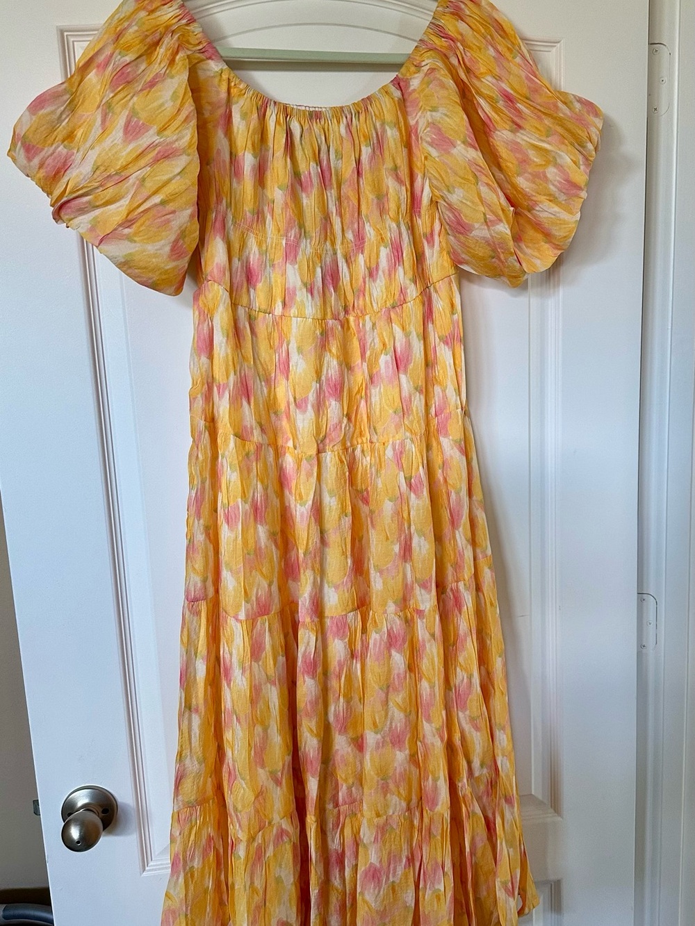 NWT Aleeza Paris Floral Puff-Sleeve Midi Dress - Size Xl - Picture 3 of 9